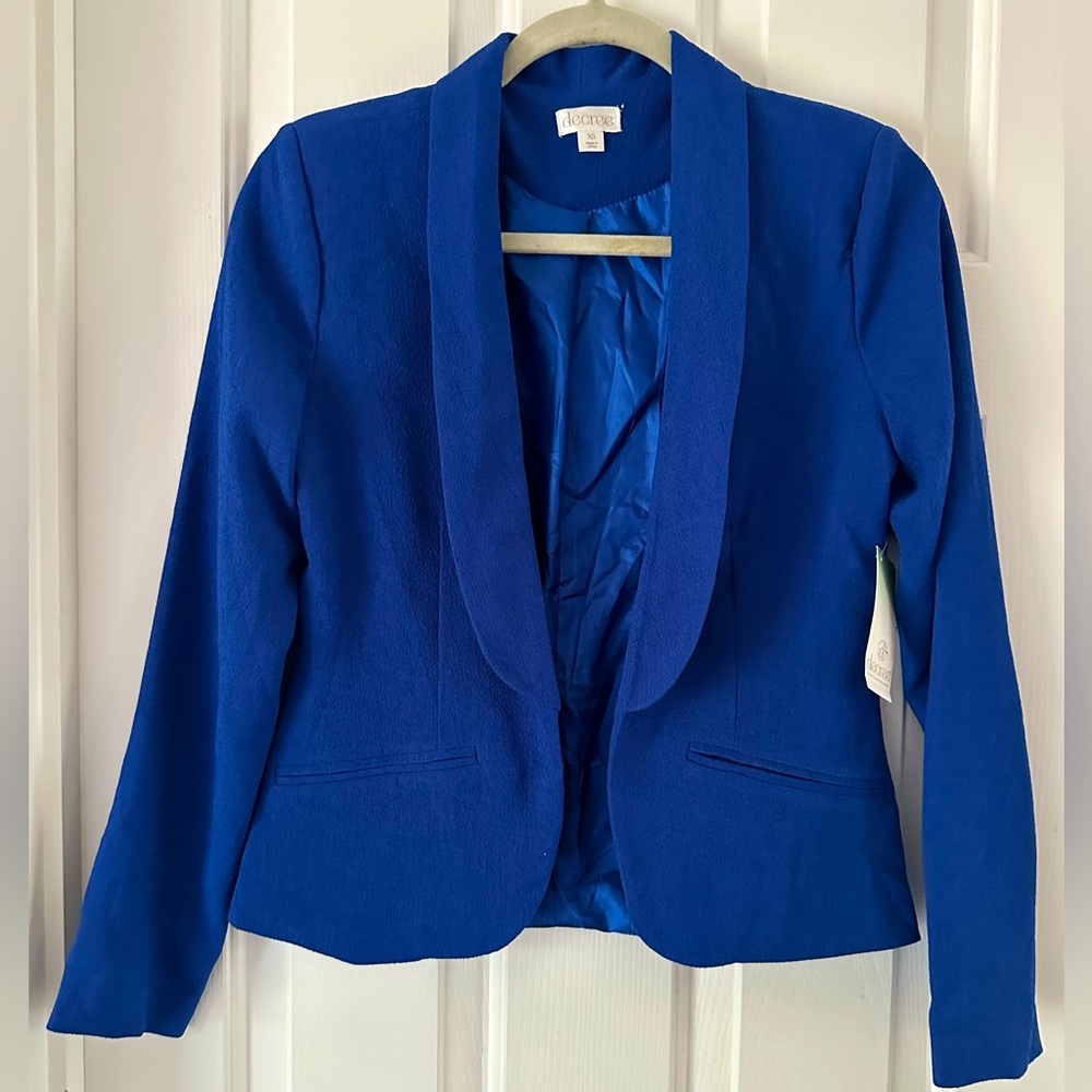 NWT decree Blazer Exotic Blue Women’s XS office siren